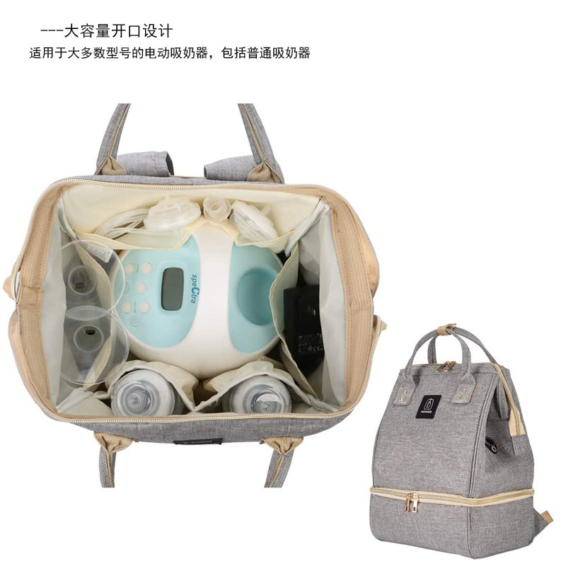 Bolsa de momia multifuncional bolsa materna e infantil Trabajo Portátil Bolsa refrigerada bolsa de leche materna Almacenamiento de leche bolsa de hielo bolsa de almuerzo de doble capa