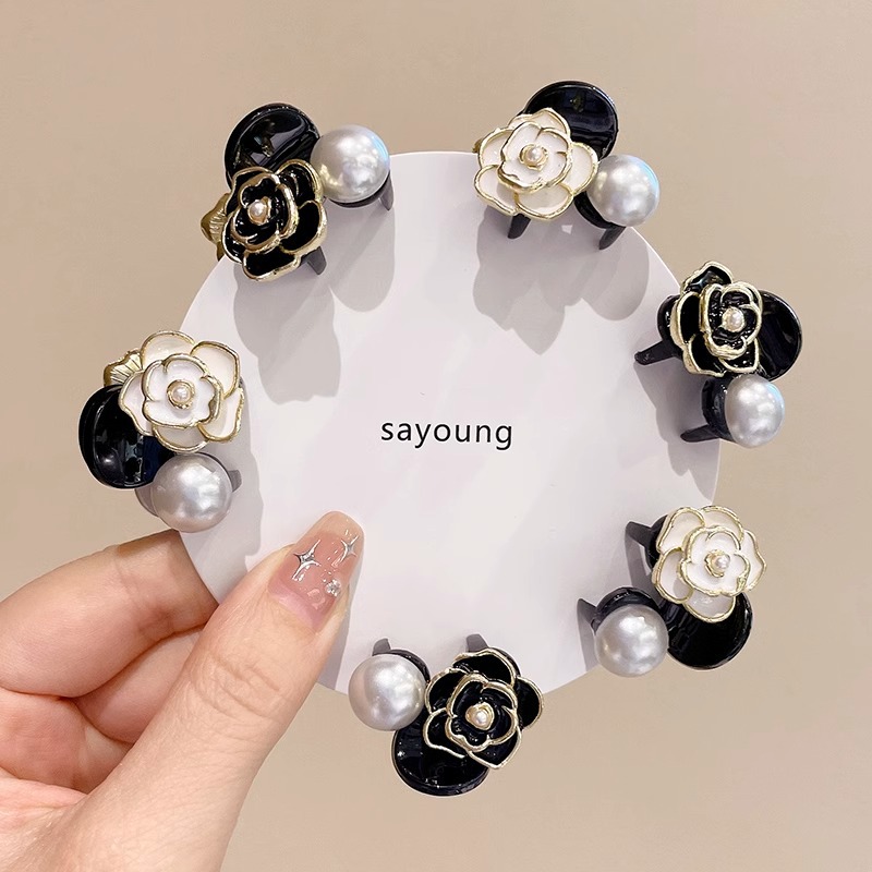 Camellia retro mini clip de agarre para mujeres peñas cortadas clip de cabello princesa clip de cabello para mujeres
