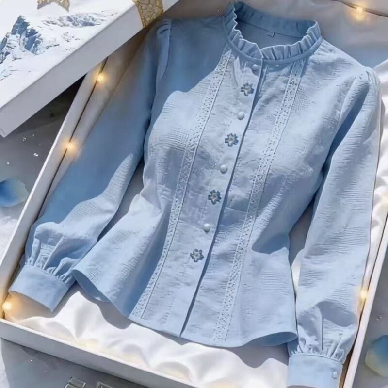 2026 Spring and Autumn New French-Style Collared Long-Sleeve Shirt, Elegant Plus-Size Design, Slimming and Age-Reducing, Versatile Top 2026 Spring and Autumn New French-Style Collared Long-Sleeve Shirt, Elegant Plus-Size Design, Slimming and Age-Reducing, Versatile Top