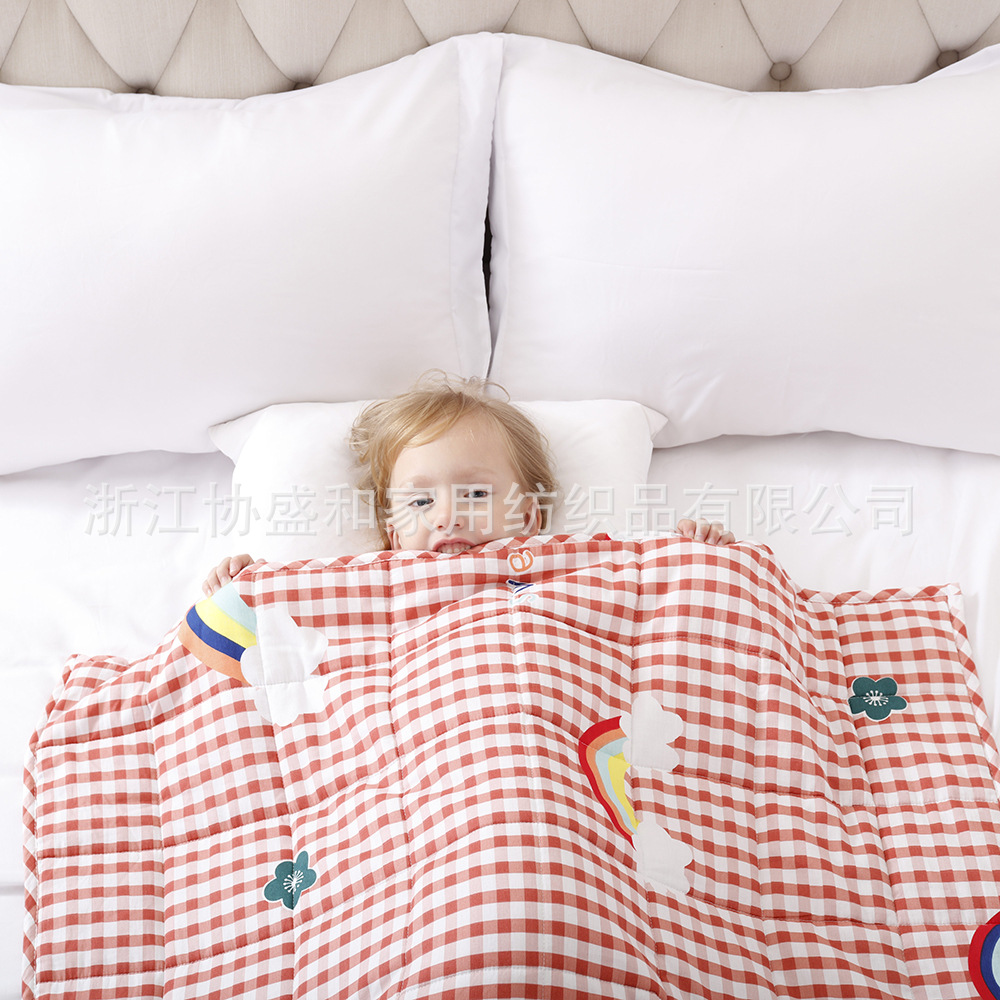 Suministro directo de fábrica edredón de gravedad impresión de algodón manta de gravedad cuentas de vidrio suave para niños weighted blanket
