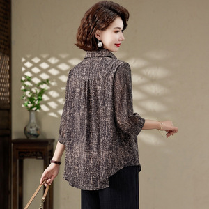 太桑蠶絲襯衫女2025新款中老年女裝媽媽夏裝真絲寬松真絲上衣圖片