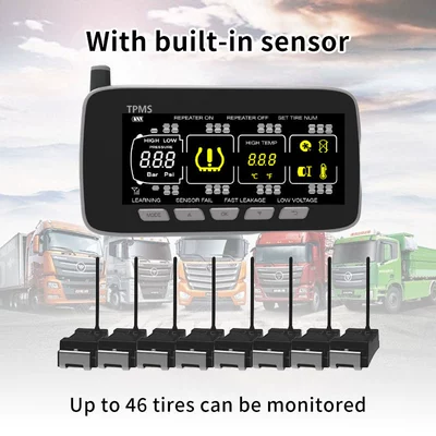 Truck and Mining Vehicle Tire Pressure Monitoring Instrument Tpms Universal Built-In and External Pressure Sensor Tire Pressure Detection System (Tire pressure monitoring system)