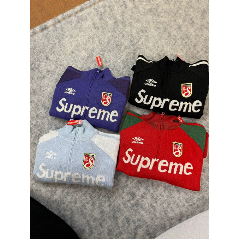 Supreme Umbro Collaboration Sweatshirt Jacket Black Red Light Blue Purple Zip up Cardigan