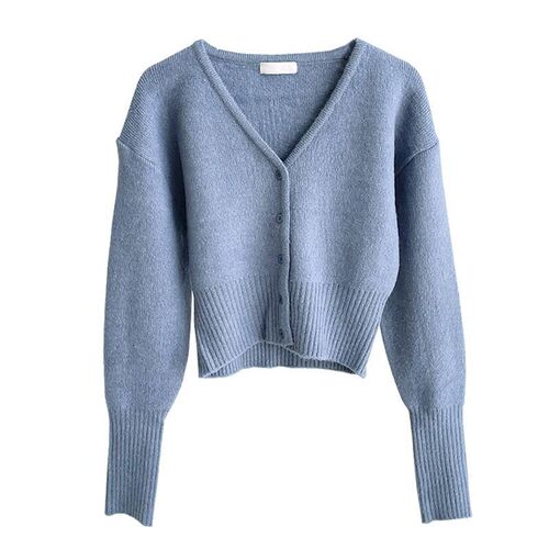 Short collar knitted cardigan coat women's sweater early autumn new sweater long-sleeved niche waist top autumn