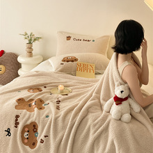 小清新双面高克重羊羔绒印花毛毯卡通风披肩毯秋冬加厚沙发毯批发