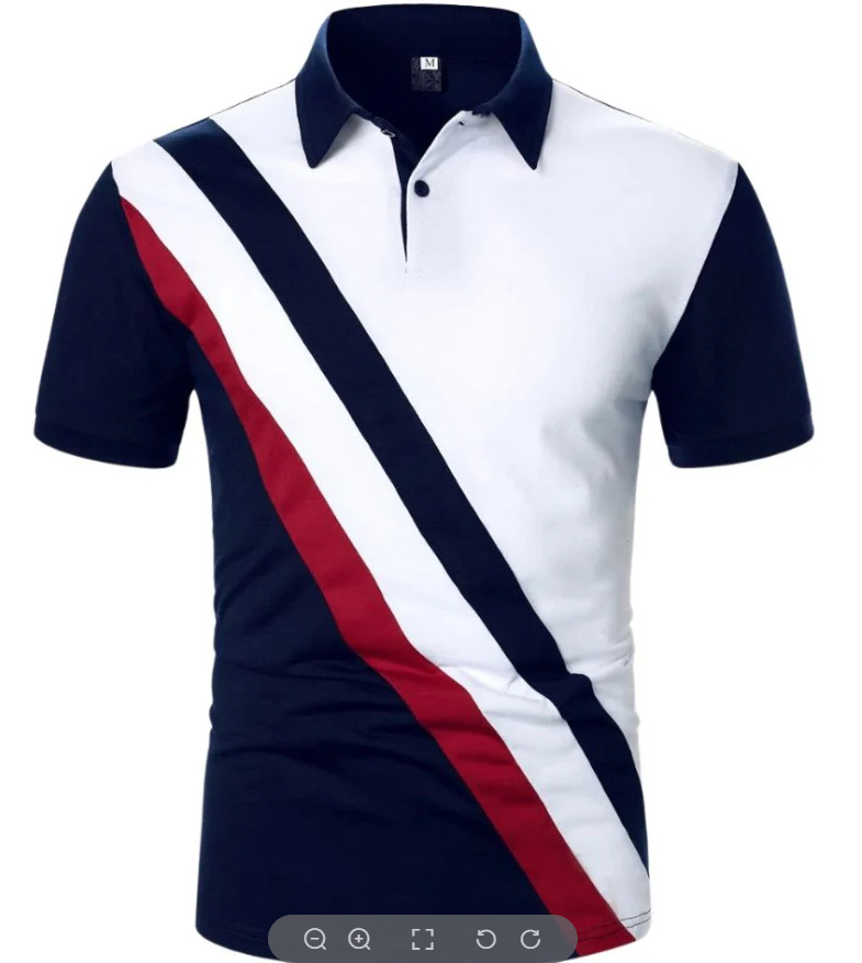 [Punto de aguja] 3D impreso camisa de polo nuevo casual de solapa de manga corta de los hombres camisa transfronteriza estación independiente