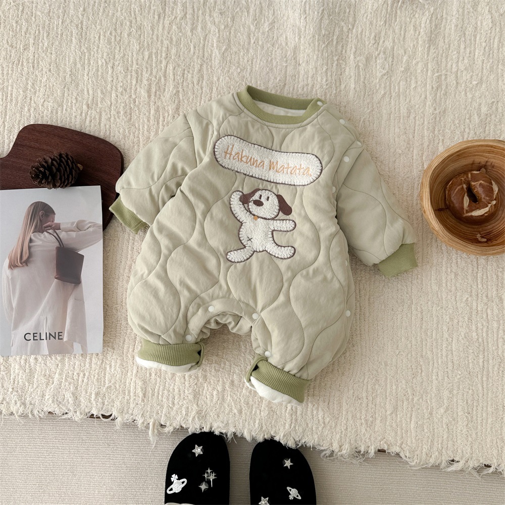 Ropa para niños coreanos, ropa de algodón para bebés, una pieza, lindo y súper lindo, bebé de 0-2 años, mamelucos 1 ropa de salida acolchada de invierno