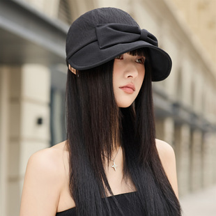 2025 new bow peaked hat for women spring and summer equestrian hat outdoor sunshade and sun protection foldable sun hat