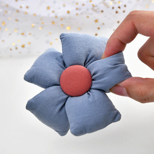 Colorful cotton fabric flower doll DIY material clothing hairpin accessories plush brooch five-petal flower