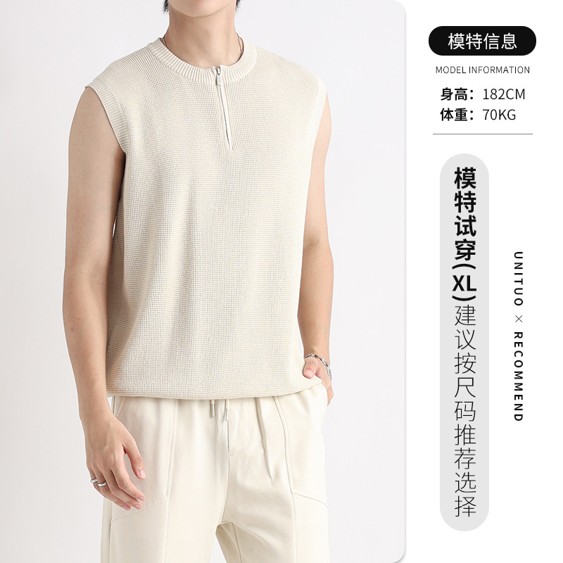 Suéter de seda de hielo, deportes, fitness, camiseta, chaleco, sensación avanzada, top con cuello de polo de secado rápido para hombres, camiseta sin mangas para hombres