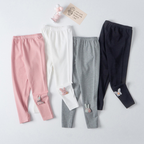 Wool pull-up girls' leggings spring style cartoon children's outer knitted pants girls outer elastic pants solid color