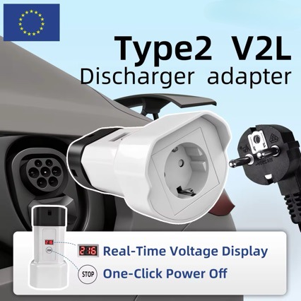 Type2 European Standard Vehicle V2L Power Conversion Adapter New Energy Electric Vehicle Discharge Power Socket 16A