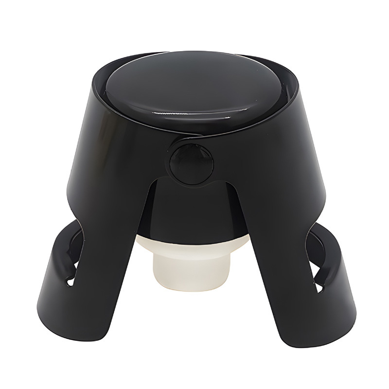 스프레이 페인트가 칠해진 검정색 스테인리스 스틸 샴페인 마개 - 긴 캡