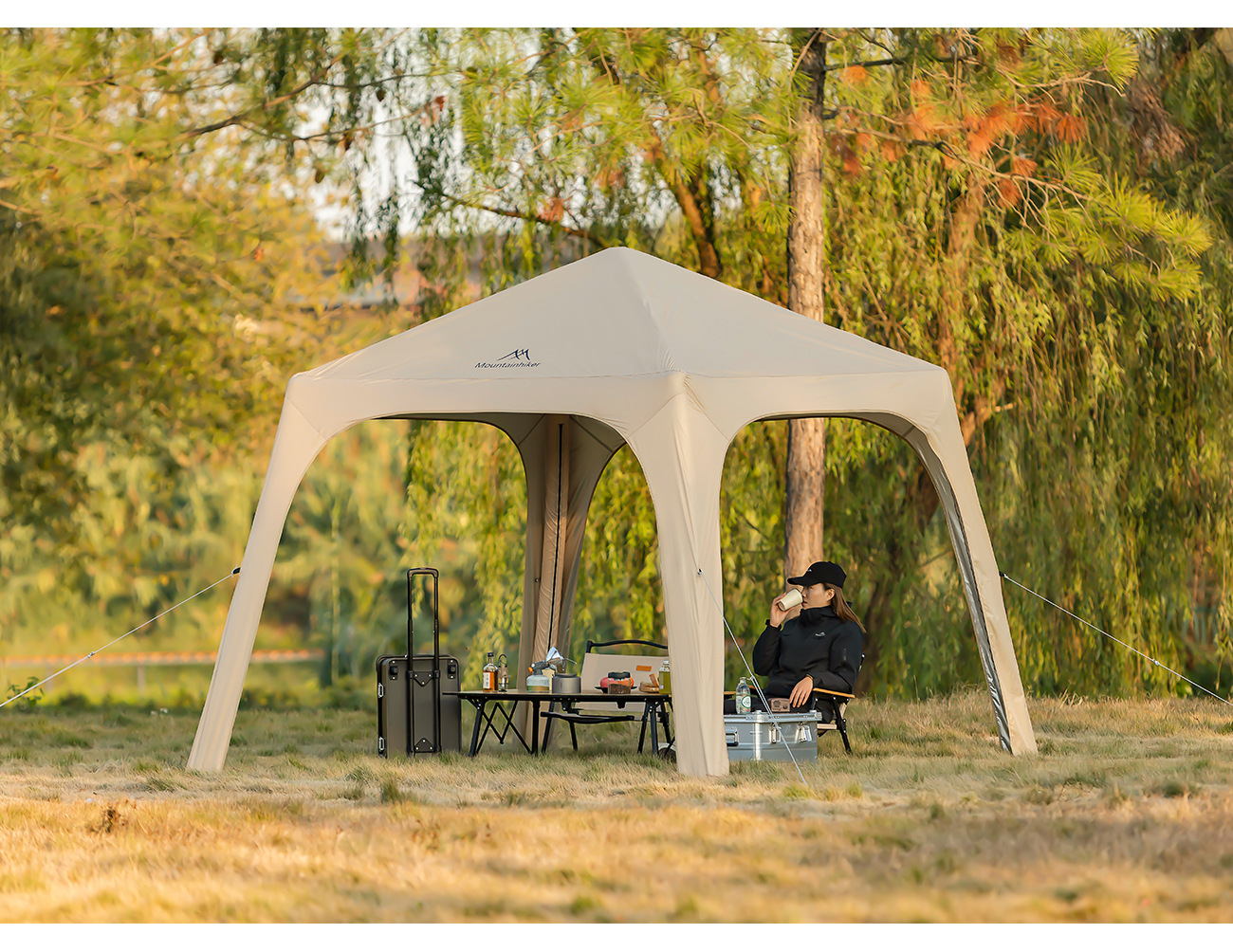 Shanzhike Factory Direct Delivery of New Inflatable Dome Tent Made of Silver-Coated Oxford Fabric, No-Setup Camping Tent with Sun Protection