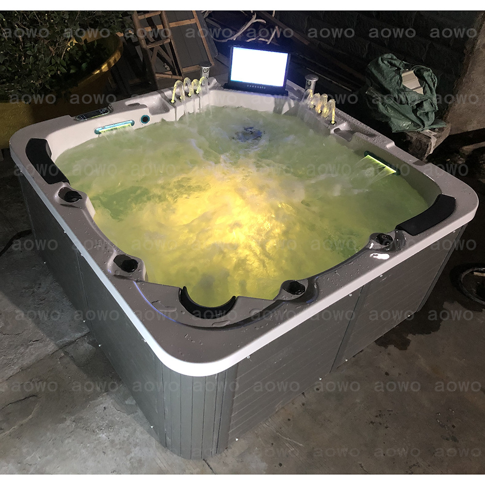 Fuentes acrílicas al aire libre cascada masaje bañera de surf spa 5 personas piscina de jacuzzi inteligente con temperatura constante