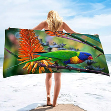 鹦鹉系列沙滩巾运动毛巾超细纤维速干游泳毯瑜伽健身浴巾旅行毛巾