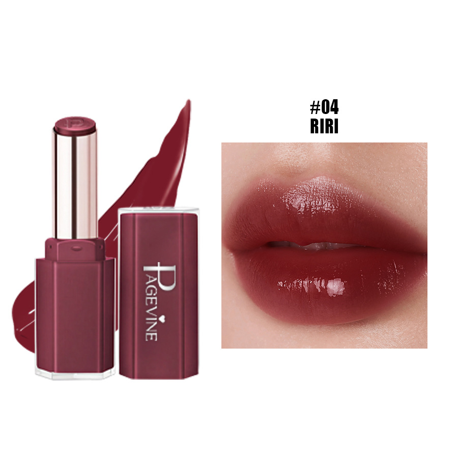 Cross-border Beauty PAGE VINE Mirror Light Lipstick para desarrollar el color, retener el maquillaje y humectar la superficie del espejo sin tazas de agua, hidratante y brillante.