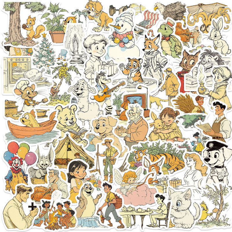 50 fluffy holiday stickers hand ledger phone case water cup computer ipad decoration waterproof DIY stickers