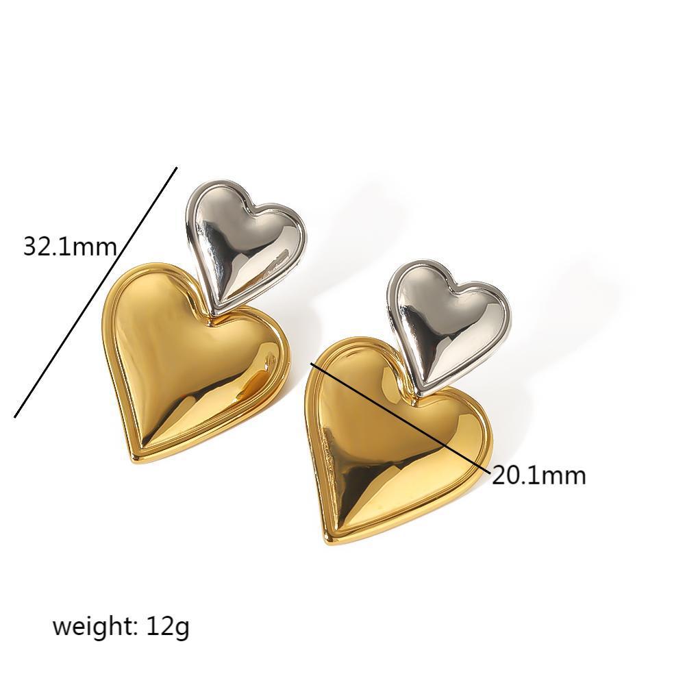 1 Pair Simple Style Heart Shape Plating Stainless Steel Drop Earrings Ear Studs display picture 9