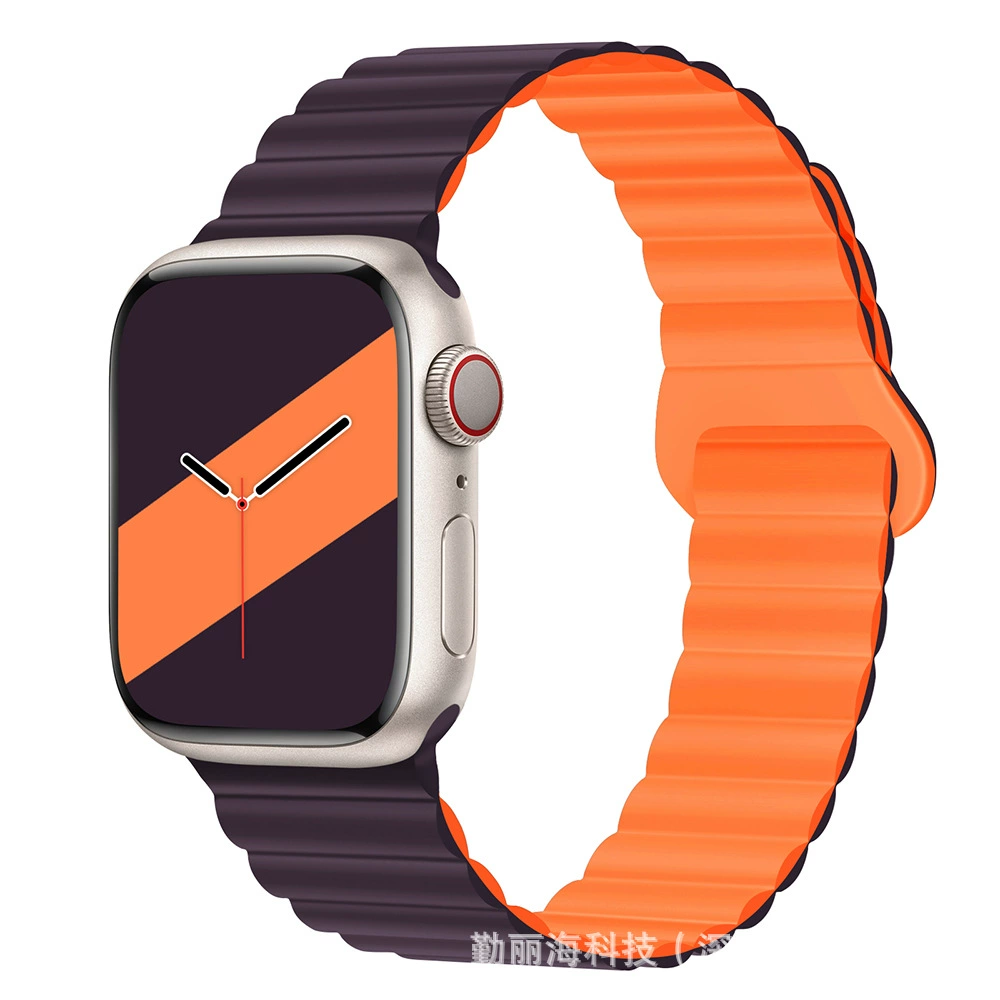 Силиконовый магнитный ремешок для Apple Watch iWatch 10/AppleWatch 9, двухцветный, размеры 38/40/41 & 42/44/45/49 мм