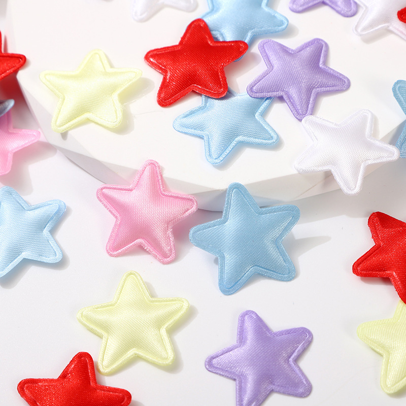 Ultrasonic Embossed Satin 2.5cm Five-Pointed Star DIY Handmade Hairpin Headdress Clothing Hat Toy Decorative Accessories