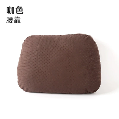Pillow, Suede Car Lumbar Cushion, Headrest - brown-single-lumbar-support-dupont-cotton-core-suede-breathable-perforation