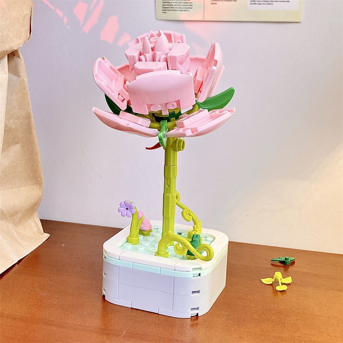 Compatible LEGO small particle building blocks flower bouquet children's puzzle assembled toys men and girls handmade gift stall wholesale