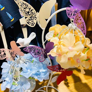 Laser Hollow home decoration simulation 3D wall stickers wedding banquet party layout three-dimensional Butterfly Cup card wholesale