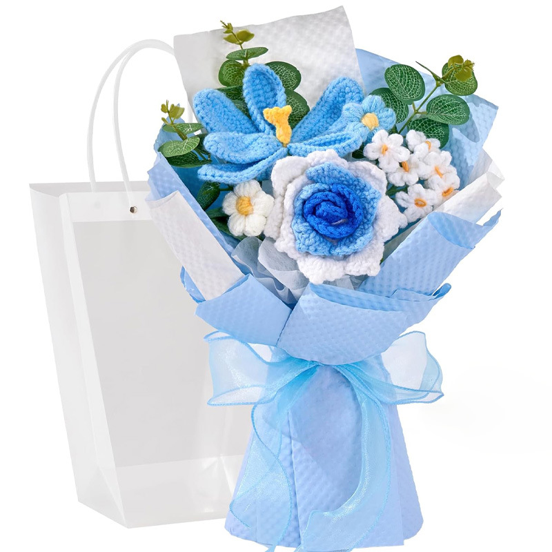 Amazon al por mayor buquete de lana hecha a mano trenzado imortalidad flor GeSan regalos de mano decoración simulación de San Valentín