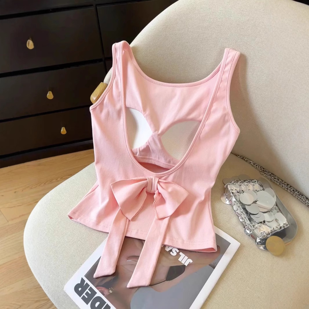 도파민 블루 백리스 스트랩 서스펜더 뷰티 백 브라 올인원 조끼 여성 여름 아우터 슈퍼 멋진 민소매 탑