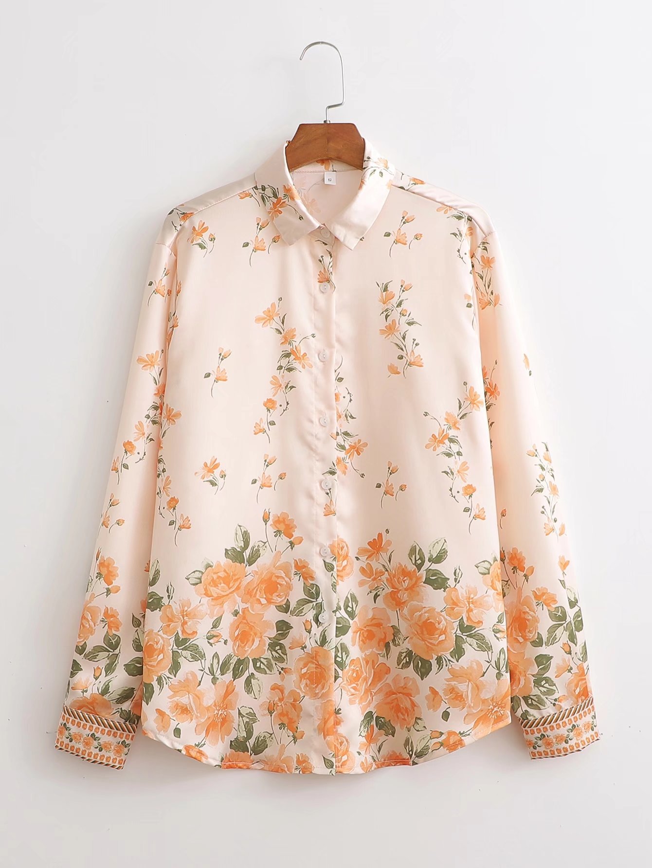 loose long sleeve lapel floral shirt NSAM128753