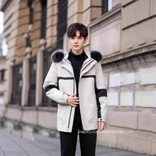 户外皮草外套派克服男士撞色皮毛一体可拆卸獭兔内胆银狐毛领加厚