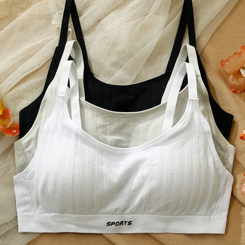 Anti-running Light Tube Top Sports Underwear Women's No Steel Rings Large Chest Small Thin Student Girl's Bra Small Bra Summer