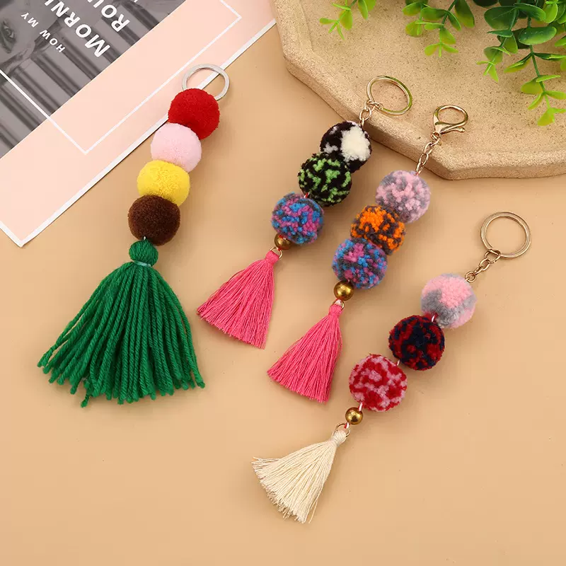 新款毛线流苏穗子DIY毛球吊穗包包钥匙扣材料服装帽子毛球流苏