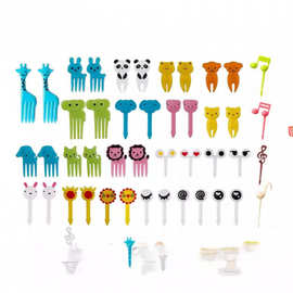 义乌日本家用卡通水果叉创意儿童动物可爱塑料水果叉套装便当签