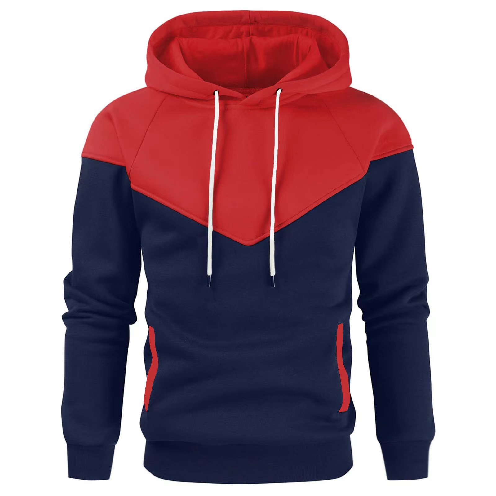boy Foreign Trade New Autumn Winter Fleece Fashion Color Block Pullover Sweatshirt European And American Cross-Border Men's_voghion.com