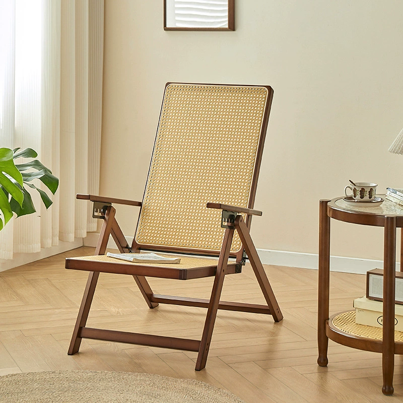 Оптовая продажа, шезлонг из ротанга, складной уличный портативный стул, домашний обеденный перерыв, можно сидеть и лежать, балкон, бамбуковый стул из ротанга, стиль кемпинга