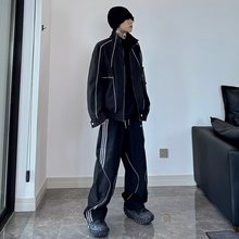 秋季韩版潮流帅气时尚休闲套装潮牌高级感设计感痞帅运动套装男款