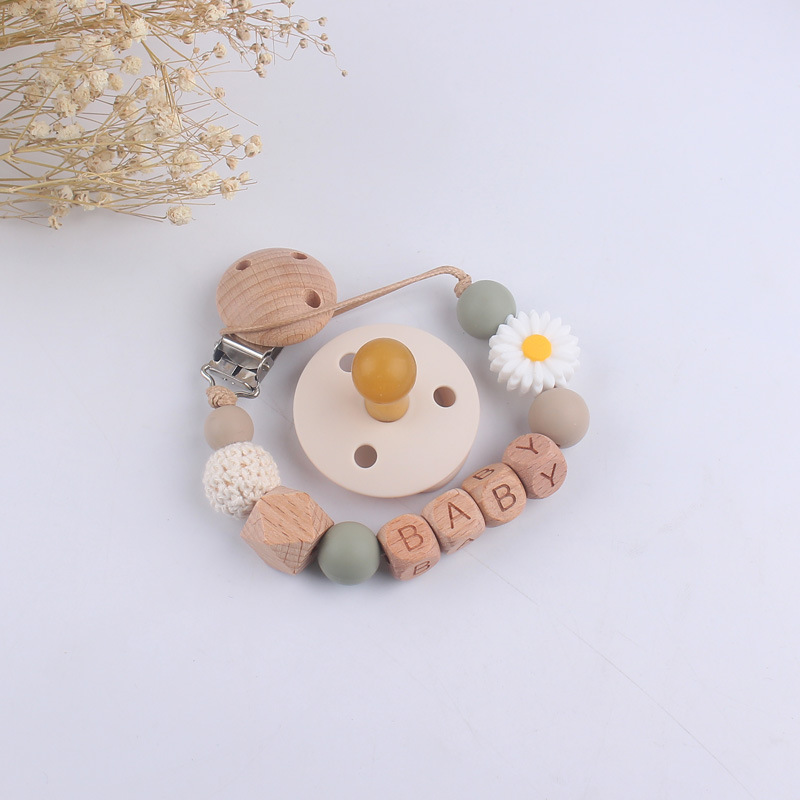 Nuevo bebé suministros de dibujos animados Margarita silicona mordedor chupete cadena calmante bebé chupete de silicona conjunto de dos piezas