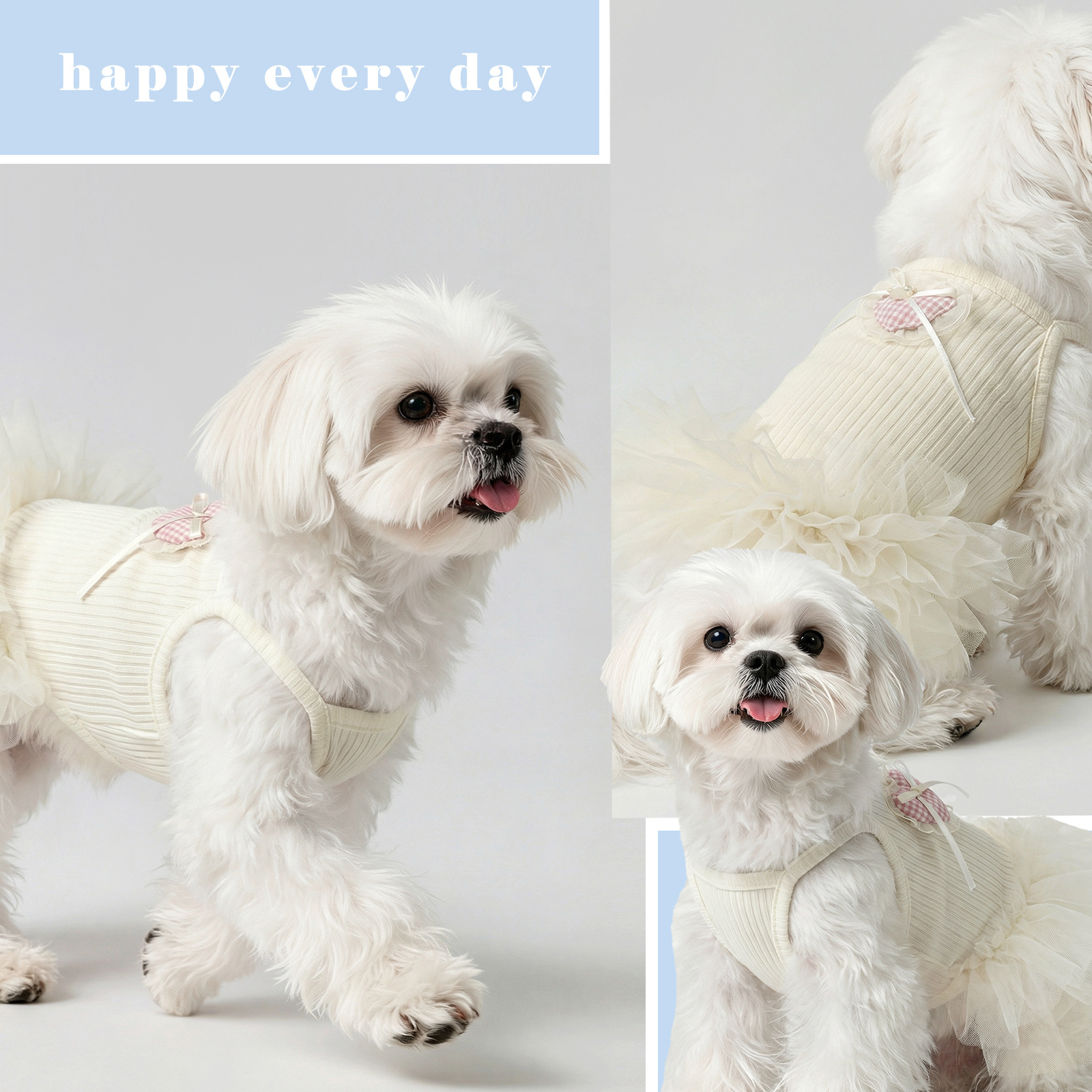 Vêtements d'été pour chiens, robe gilet fine en dentelle anti-mue pour chats, petits chiens à dégradé doré, Teddy, Bichon_voghion.com