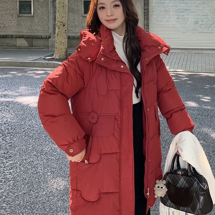 韩版宽松中长款羽绒服鸭绒150g女大保暖适合中青年上班×通勤868*