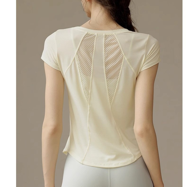 Mesh Sports Short-Sleeved Women's Summer Loose Slimming Look Beautiful Back Yoga Clothing Blouse Fitness Clothing Top Running Quick-Drying T-Shirt
