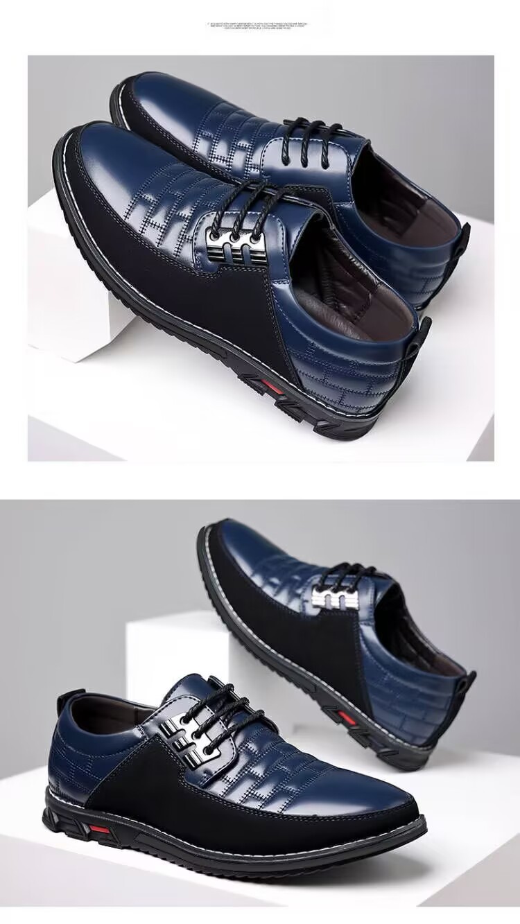 Men's round head men's casual shoes front lace-up casual shoes flat casual men's shoes_vogvips.com