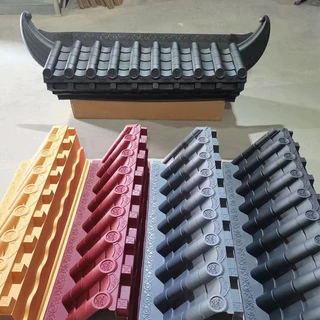 仿古瓦双面围墙压顶瓦片中式墙头瓦帽塑料一体屋檐树脂瓦古建青瓦