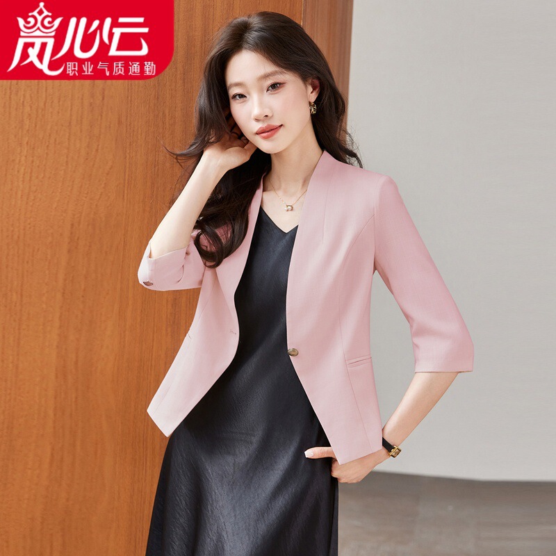 Black Blazer for Women, Summer Thin Style, 2026 New Model, Light Luxury, Mature Acetate Satin Dress Suit