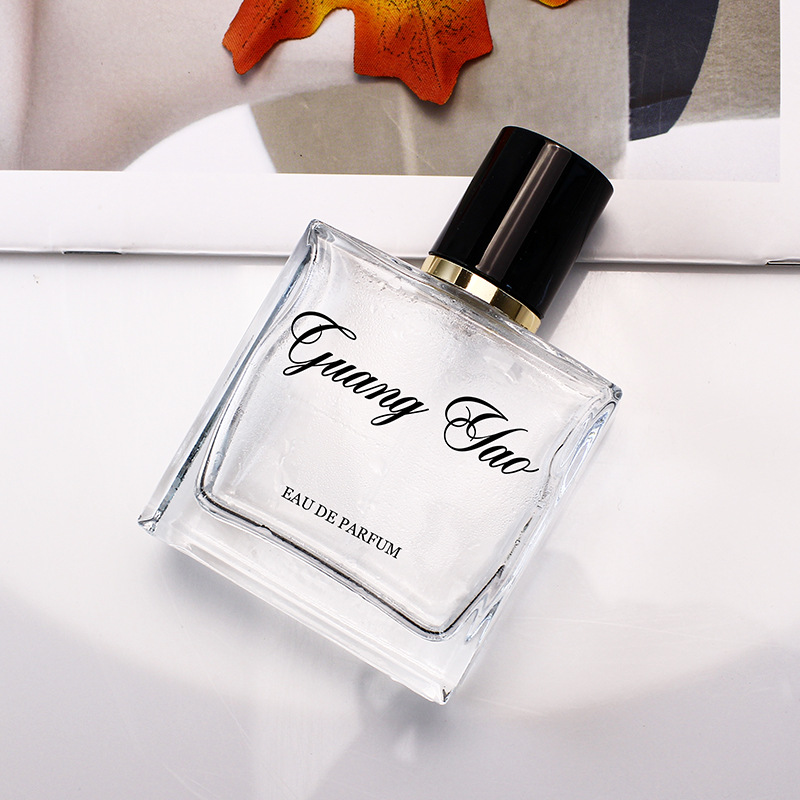 现货批发50ml蔚蓝方形香水瓶透明玻璃香水分装瓶卡口细雾瓶