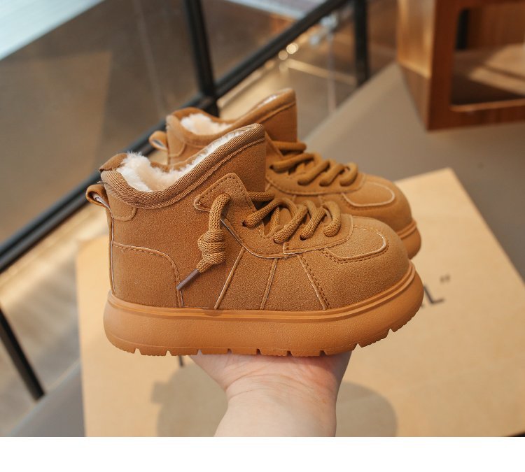 Girls' Snow Boots 2025 Winter New Children's Cotton Shoes Kapibara Big Toe Fleece Lined Thickened Parent-Child Loafers_voghion.com