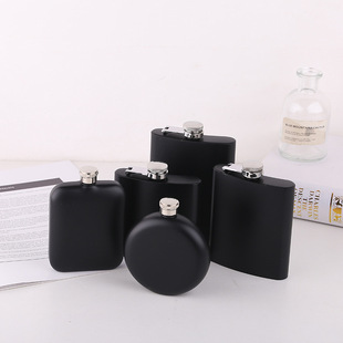 Stainless steel round hip flask 8 oz mini black hip flask shaped portable outdoor square hip flask factory direct supply