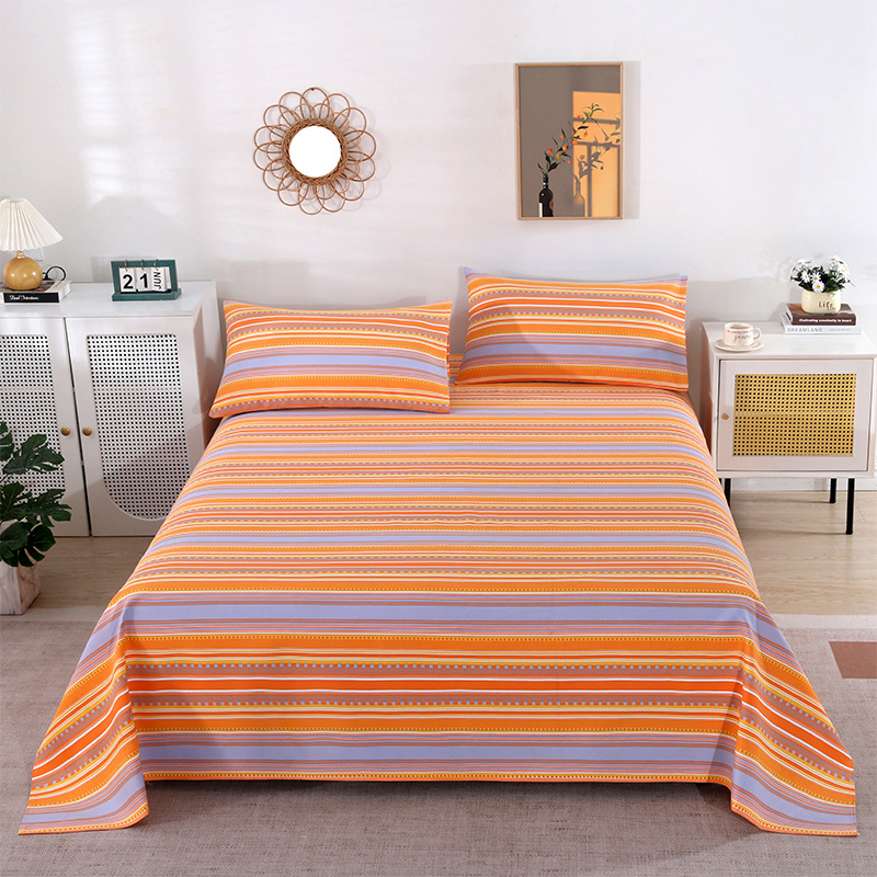 Thickened linen three-piece set of bed sheet and pillowcase for summer, suitable for single or double beds, large bed sheet and duvet cover