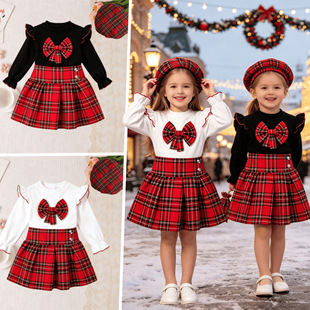 Set with bow, mini-skirt, beret, suitable for spring and autumn, high waist, 3 piece set